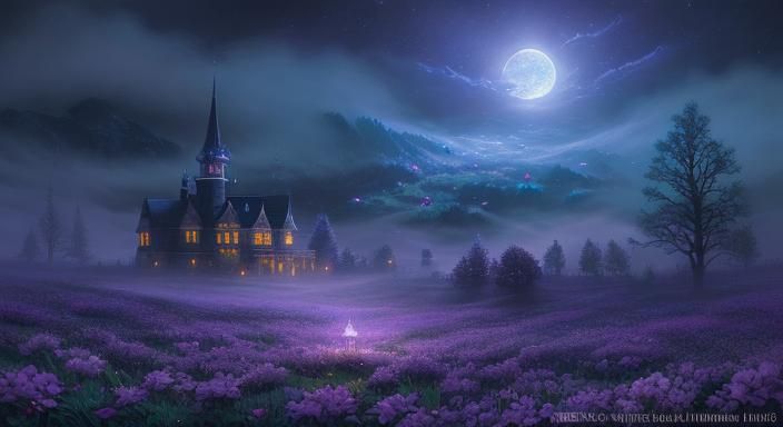 Shimmering Crystal Flower in Moonlight, Ethereal Art