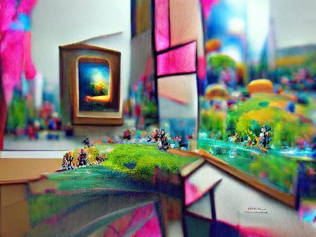 Energetic Landscape Vista as a Neon Gouache Painting