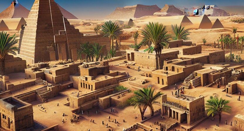 Ancient Egypt City Life in Hyperrealistic Pixel Art