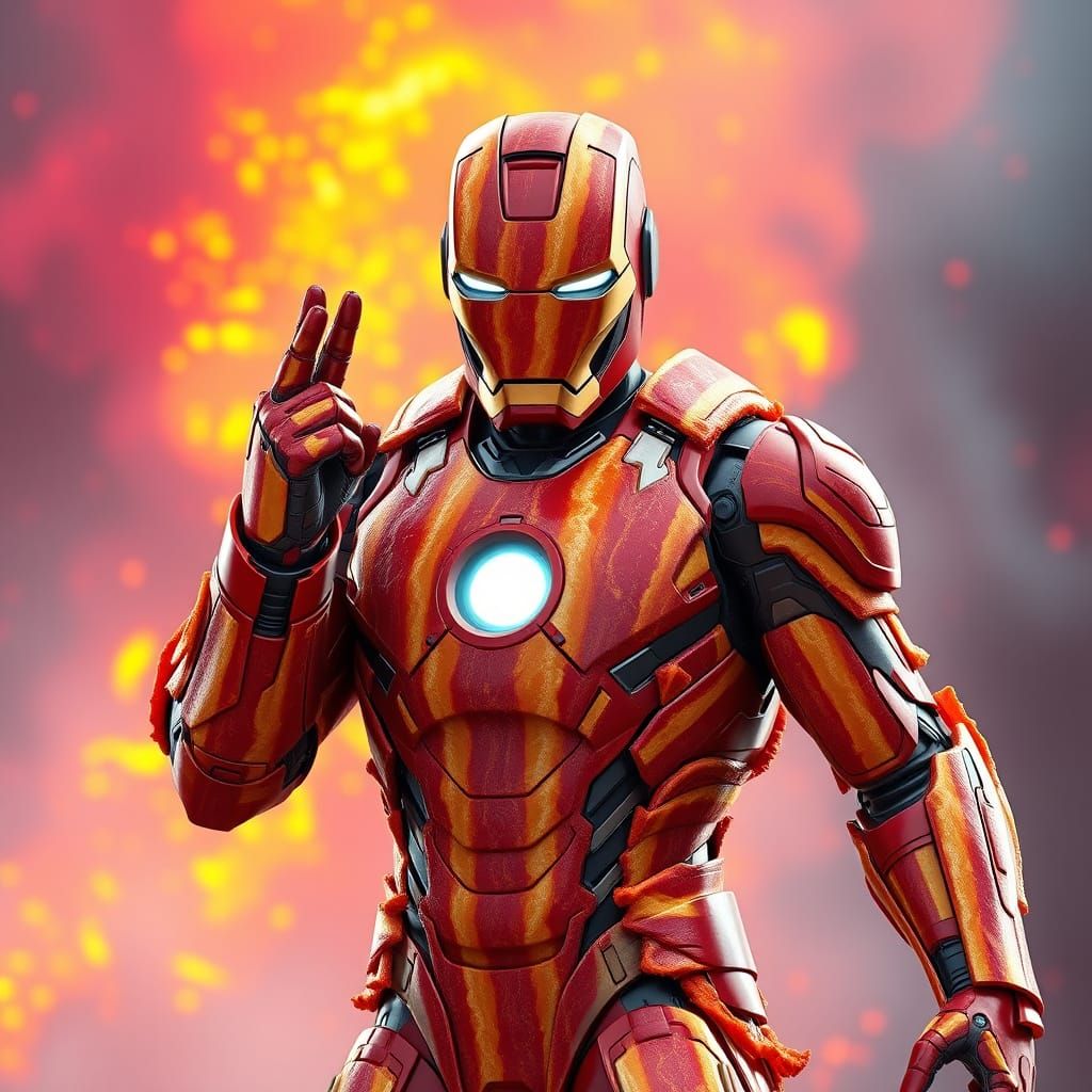 Bacon Ironman in Epic Fantasy Concept Art Style