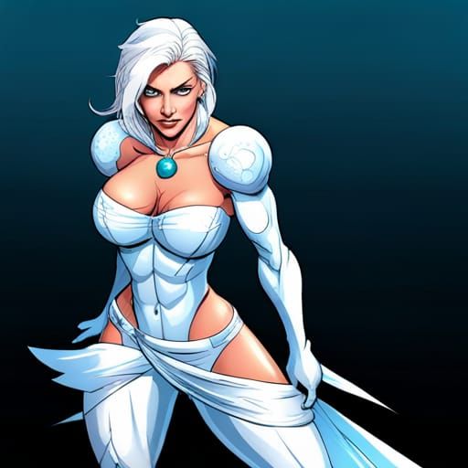 Icy Woman in White Costume: Comic Style Art