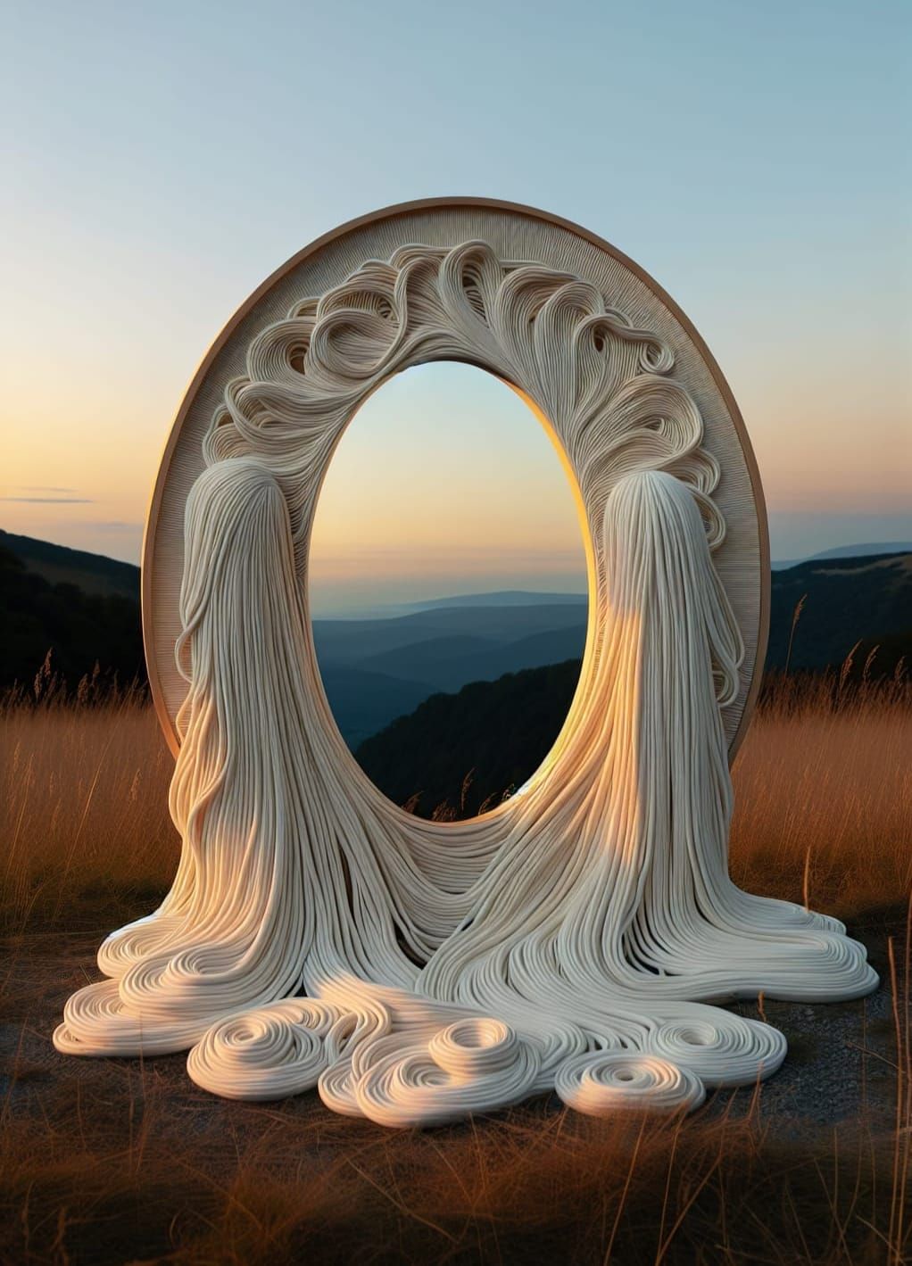 Embodied Ivory-White Hollowhead Freeform Mirror