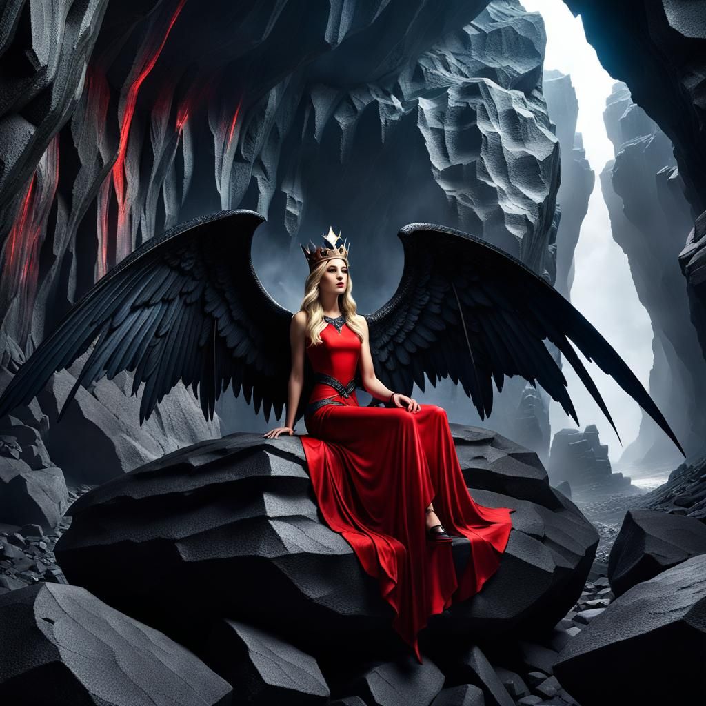 Lilith on Obsidian Throne: Dark Fantasy Concept Art