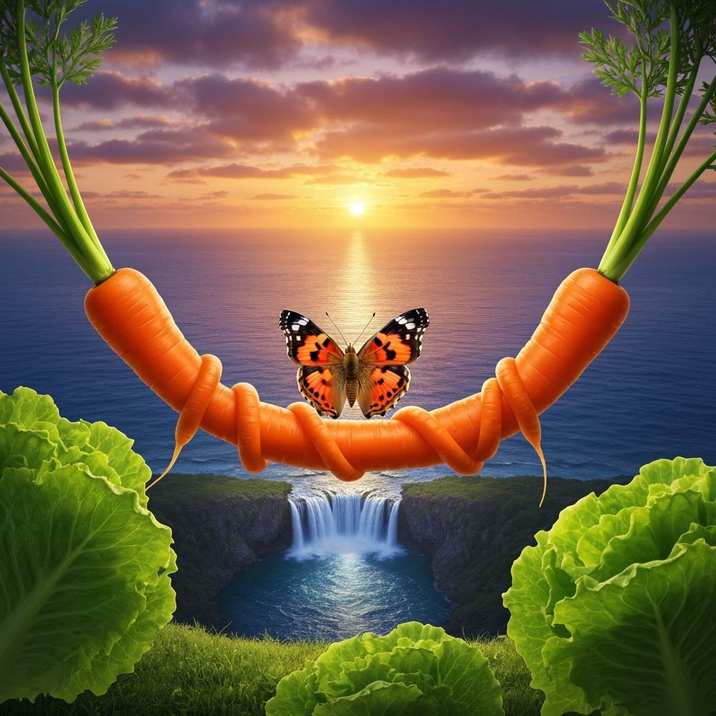 Vibrant Butterfly on Carrot Hammock at Sunset