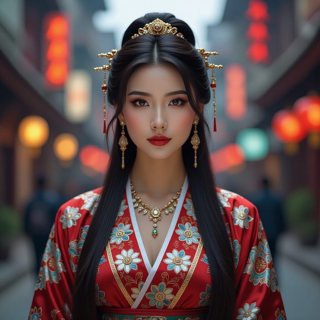 Chinese Woman Portrait in Cinematic Hyperrealism