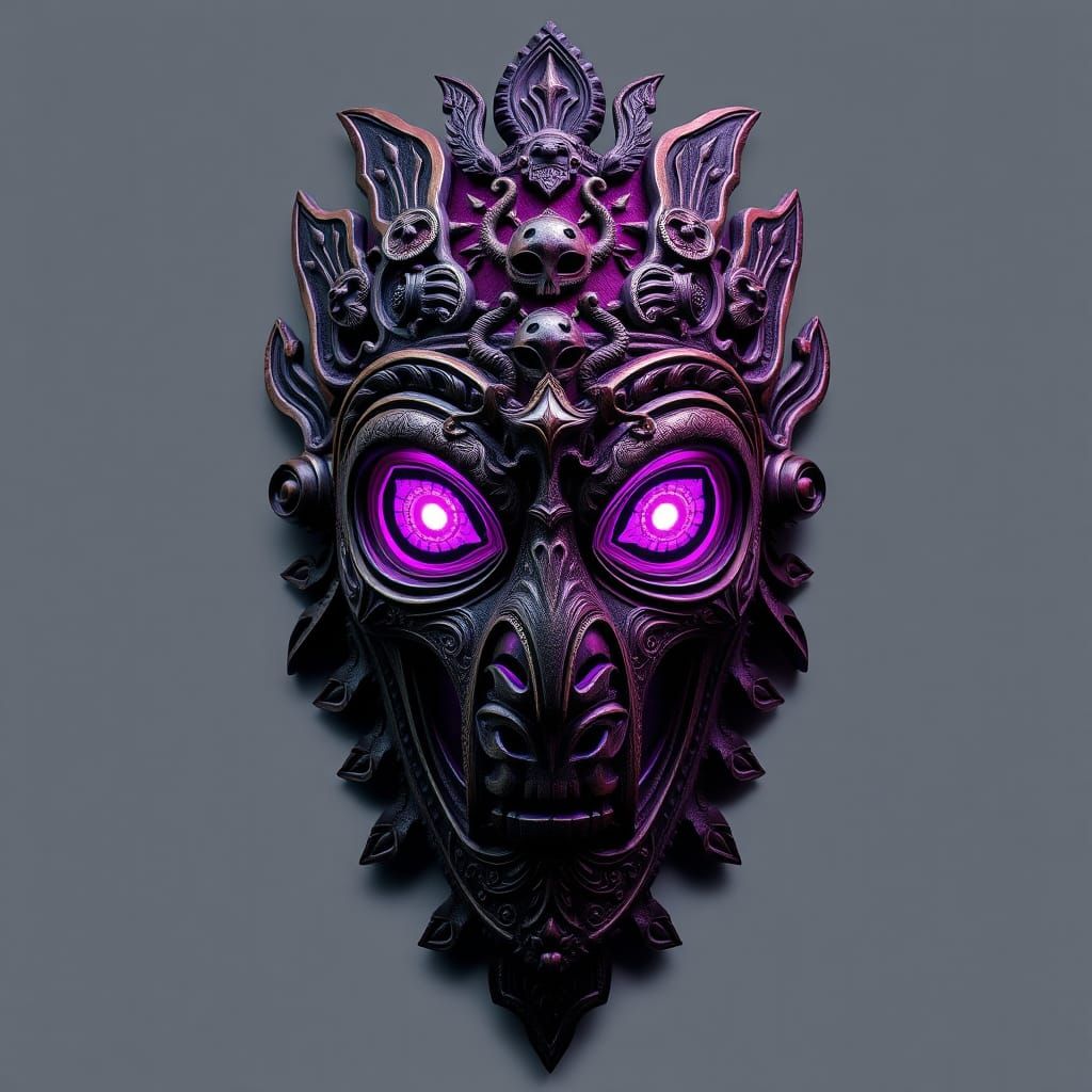 Ornate Tribal Mask with Mystical Purple Hue
