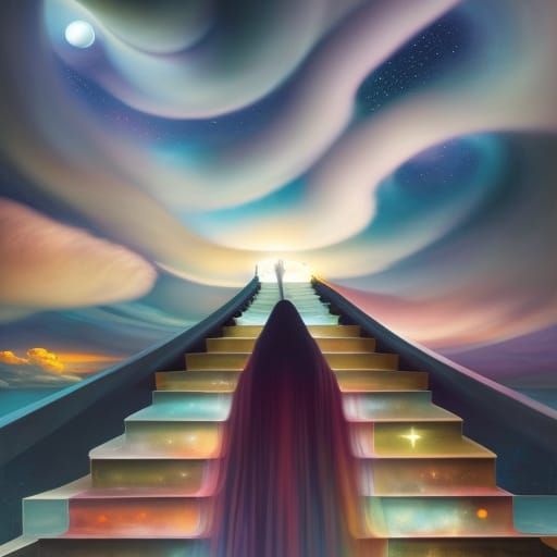 Endless Stairway to Starry Sky: Hyperdetailed Matte Painting