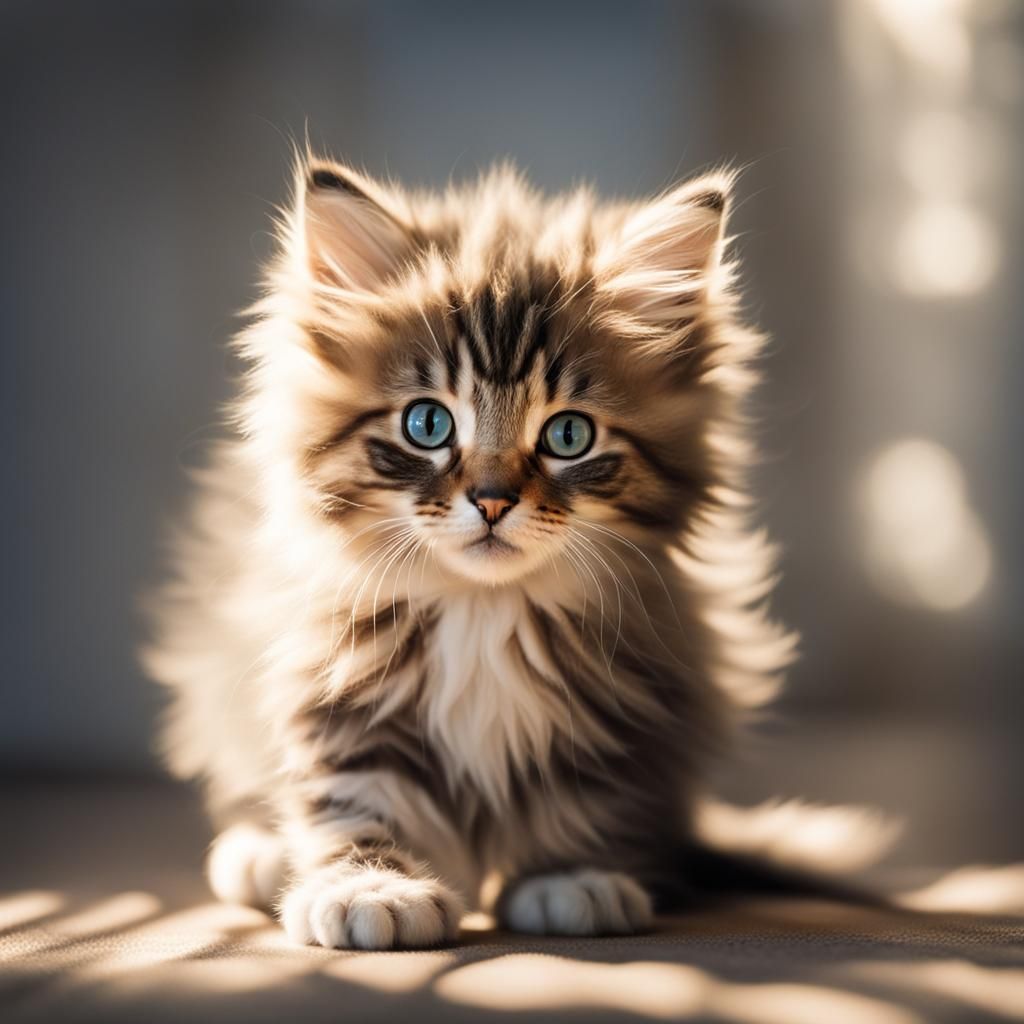 Beautiful Fluffy Kitten in Soft Backlight