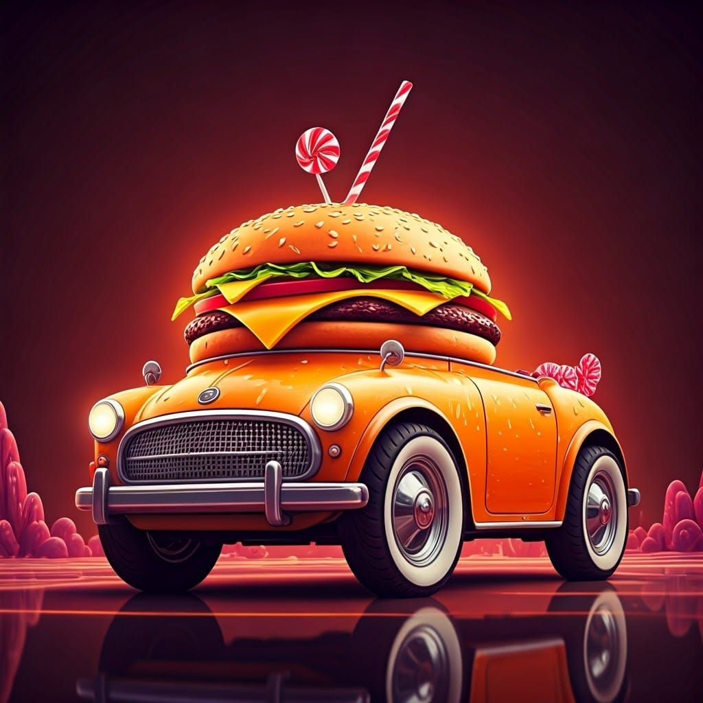 Hyperrealistic Candyland Car Illustration