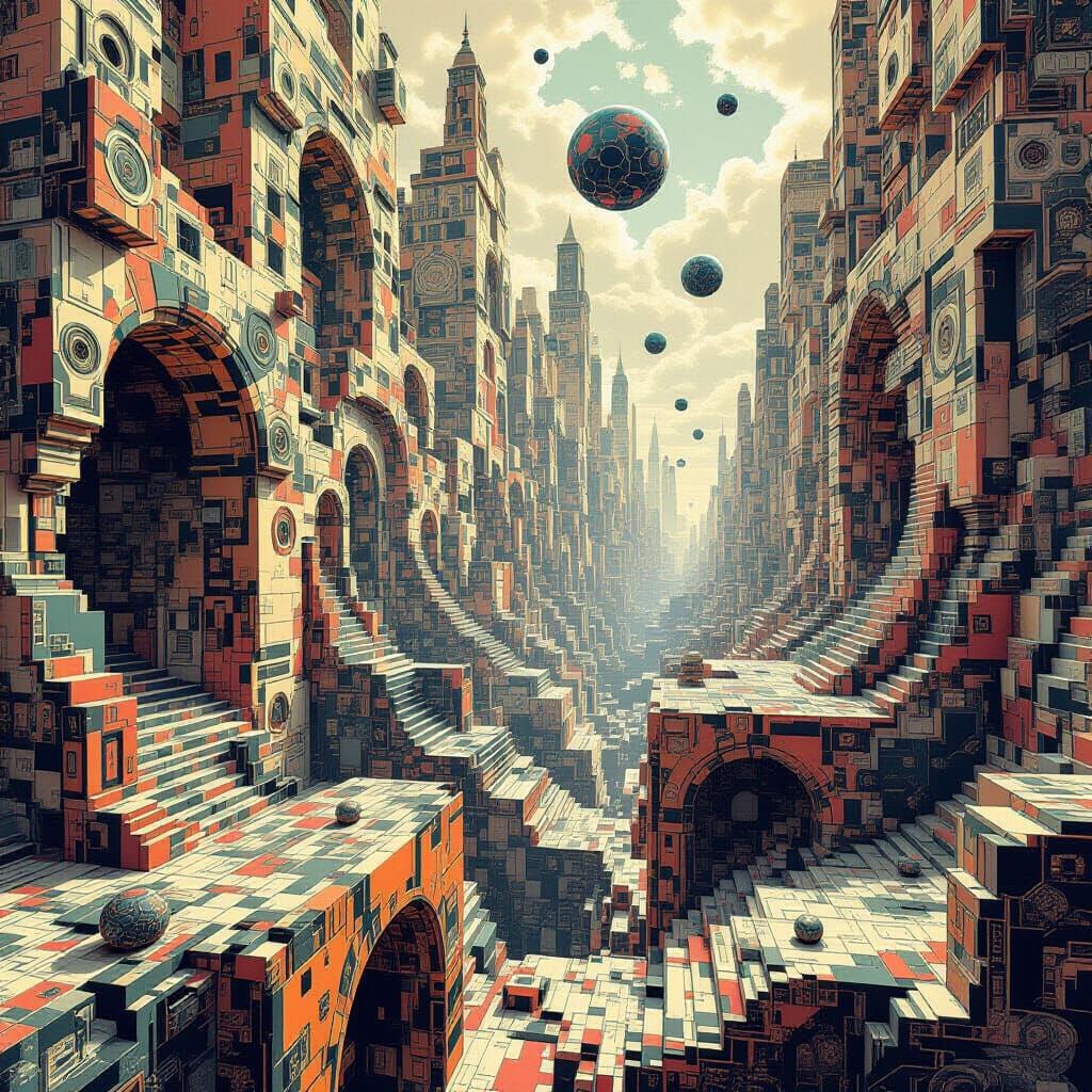Escher-Inspired 3D World with Fractal Portals