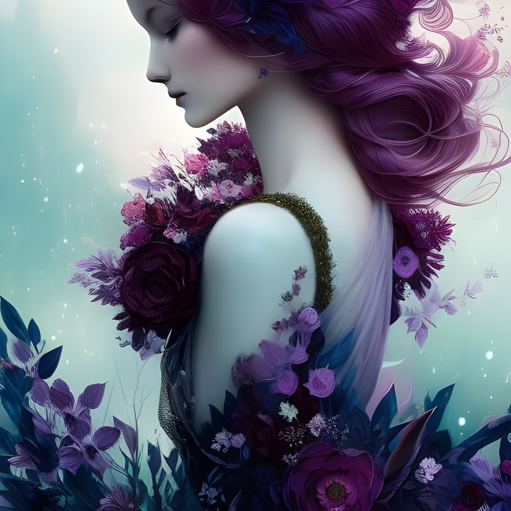 Hyperdetailed Fairy Girl in Dual Color Collage