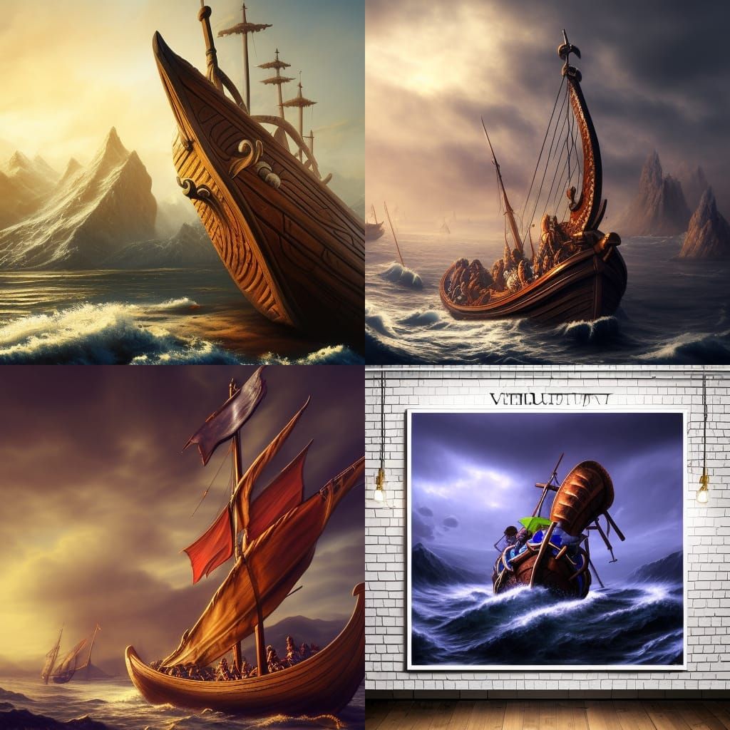 Detailed Viking Ship Concept Art in 8K