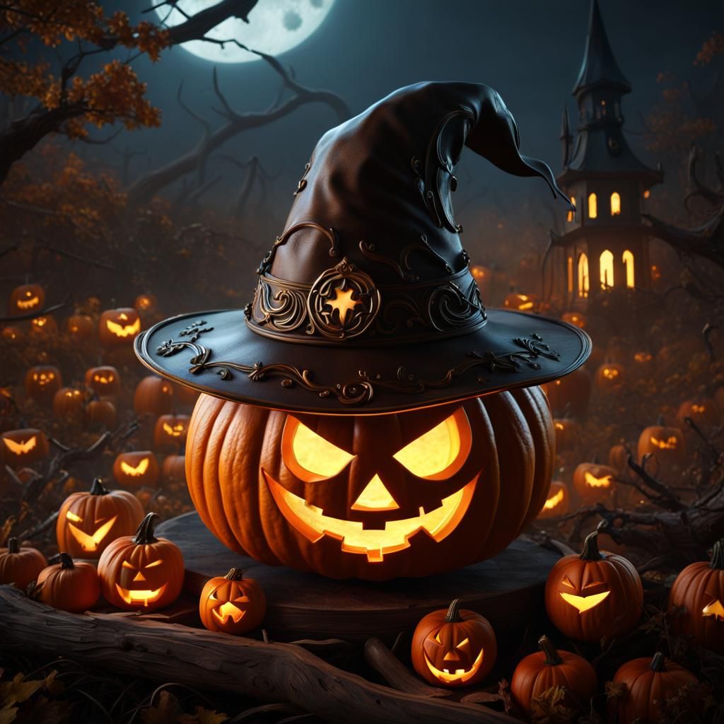 Steampunk Halloween Witch Jack-o-Lantern Art