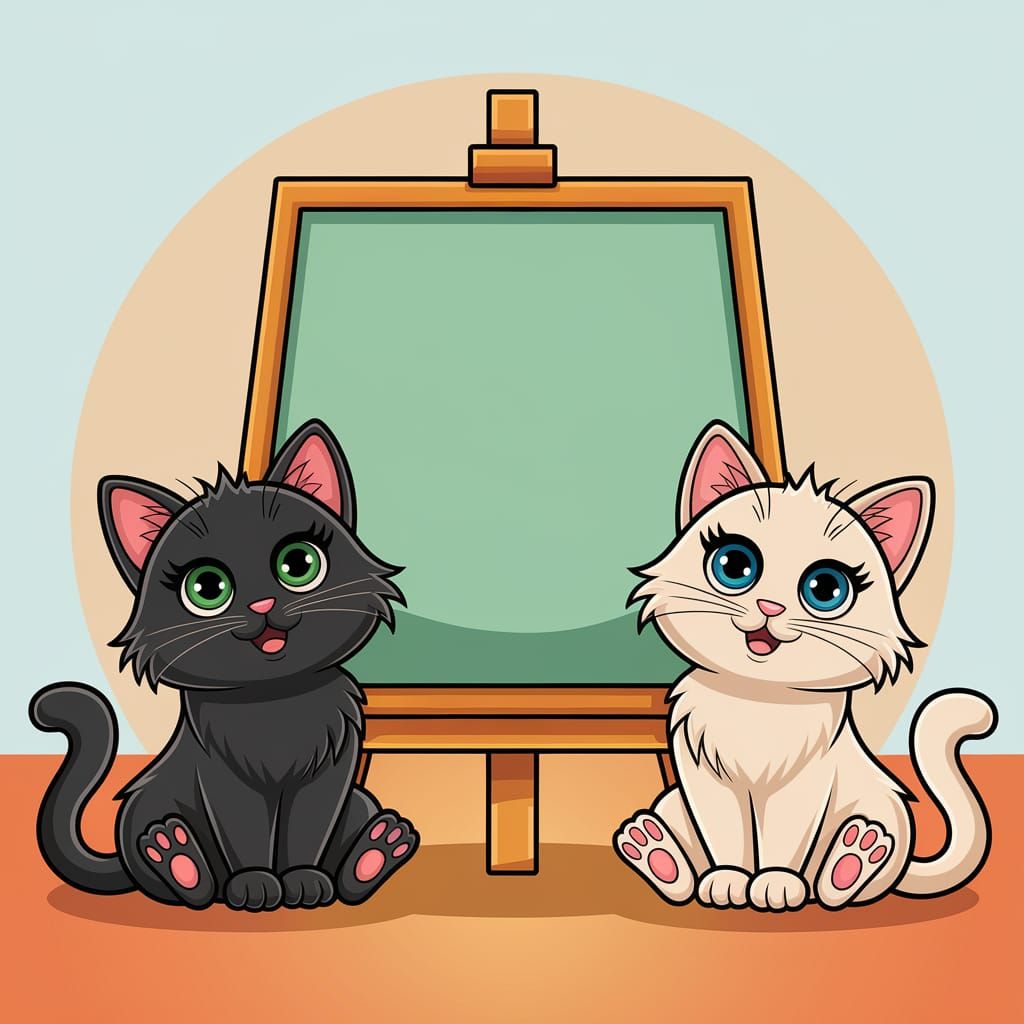 Charming Cartoon Cats at Play