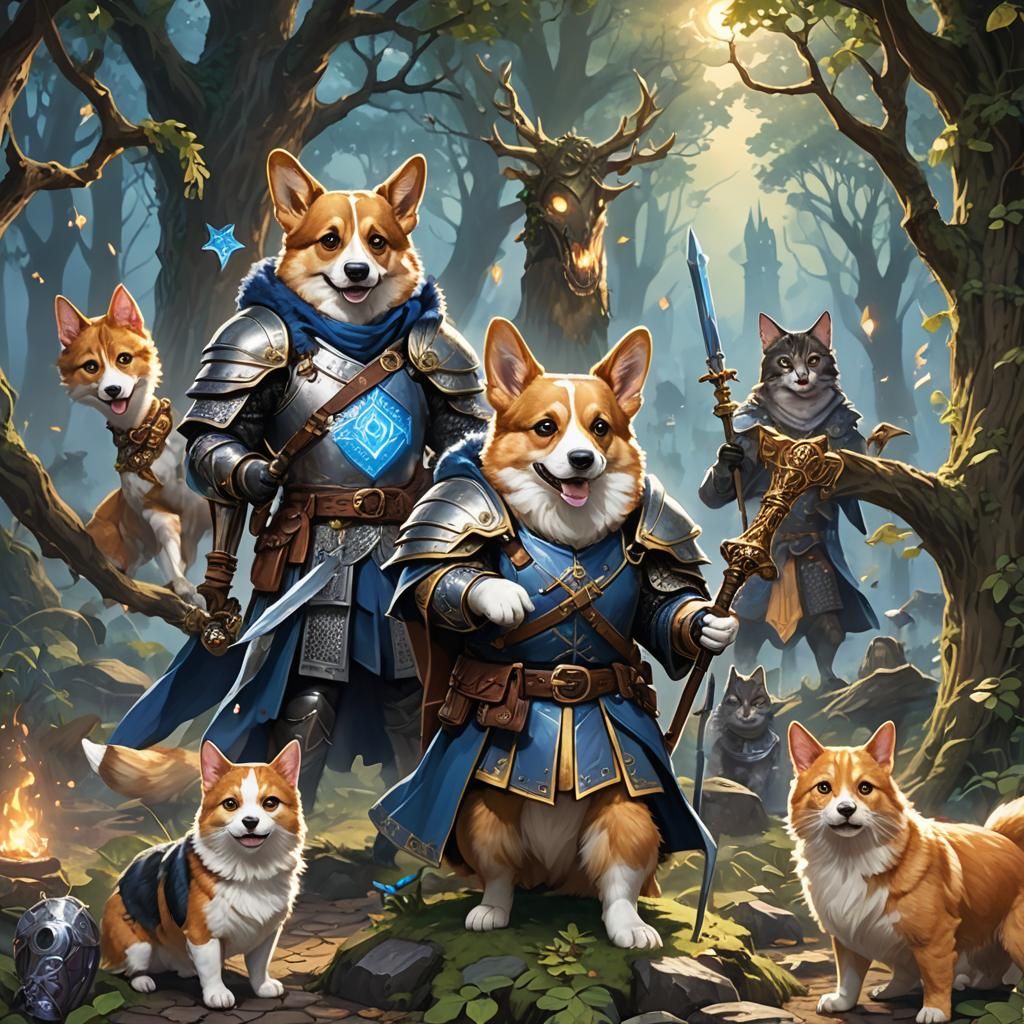 Fantasy Companions Explore Enchanted Forest as Concept Art