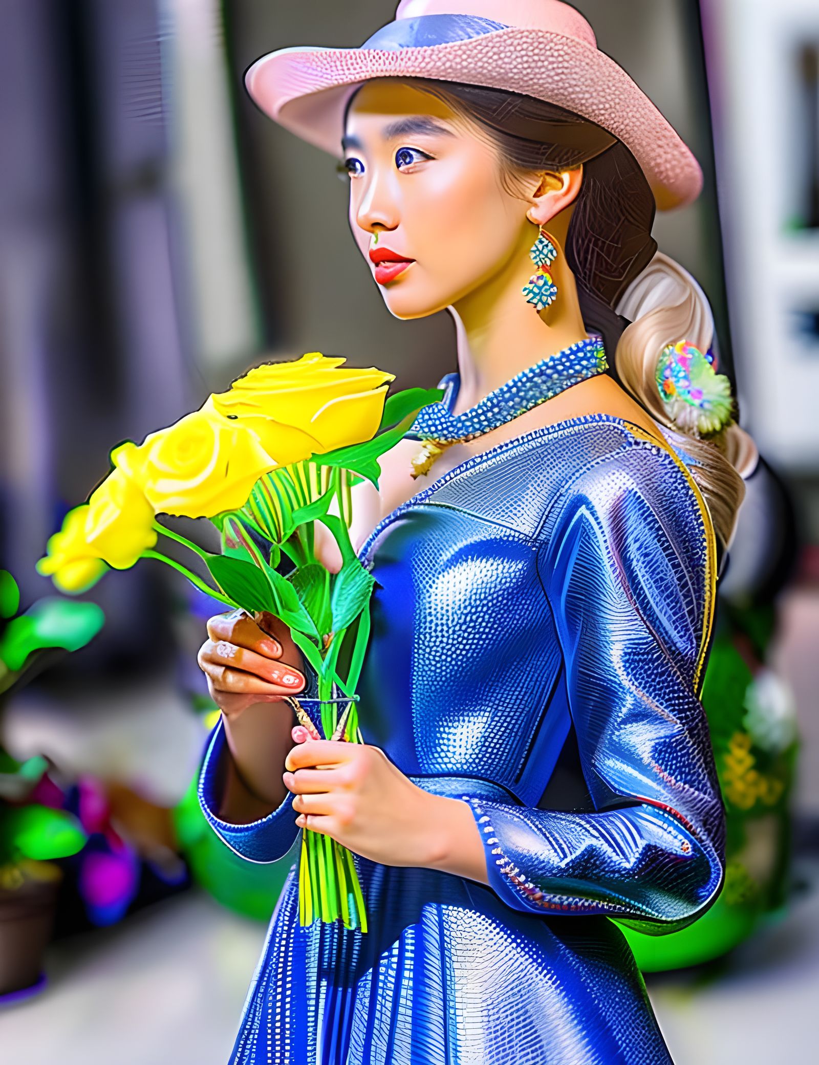 Gorgeous Princess with Flowers in Hyperrealism
