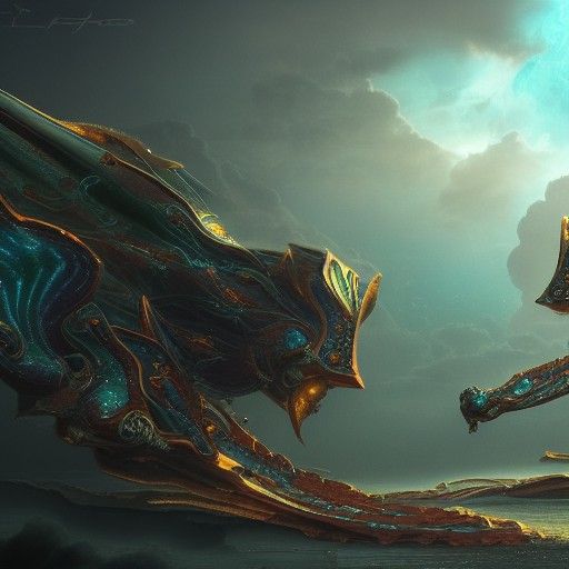 Fantastical Gemini Matte Painting in Deep Color