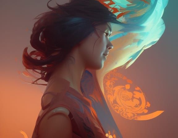 Resilience: Dynamic Concept Art in Orange and Teal