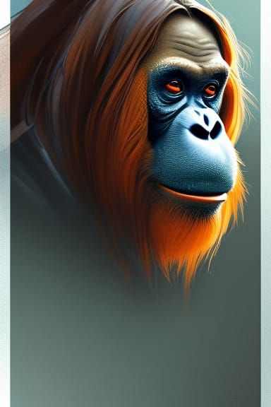 Orangutan John Wick Portrait in Hyperdetailed Style