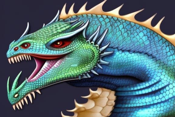 Detailed Water Dragon with Angry Expression