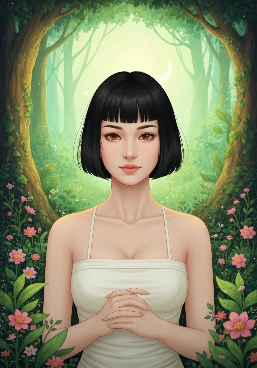 Thai Woman as Moon Rabbit in Dreamy Forest