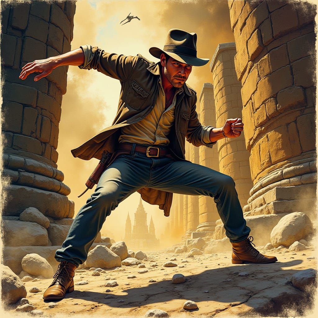 Indiana Jones in Epic Comic Book Style Battle