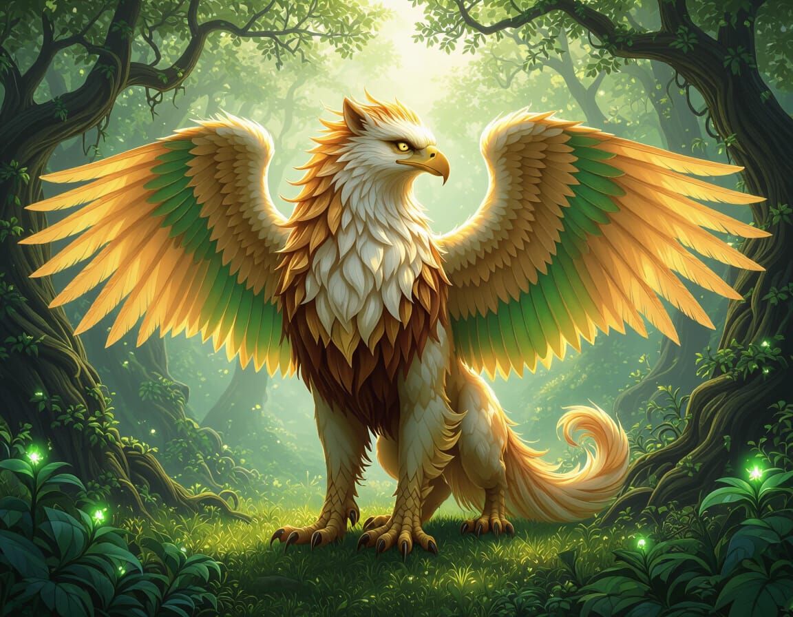 Majestic Griffin Guardian in Enchanted Forest