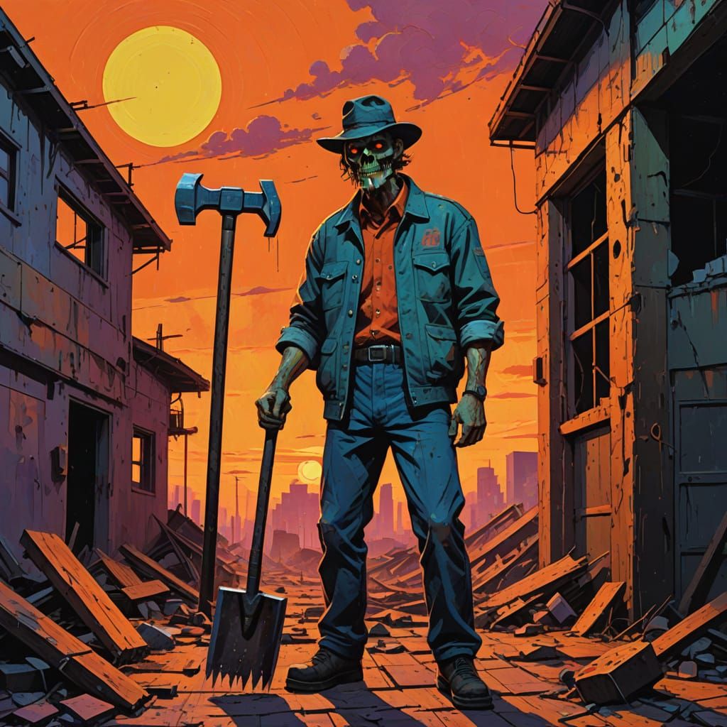 Epic Necromorph Brutalist Horror in Vibrant Orange Neo-Impre...