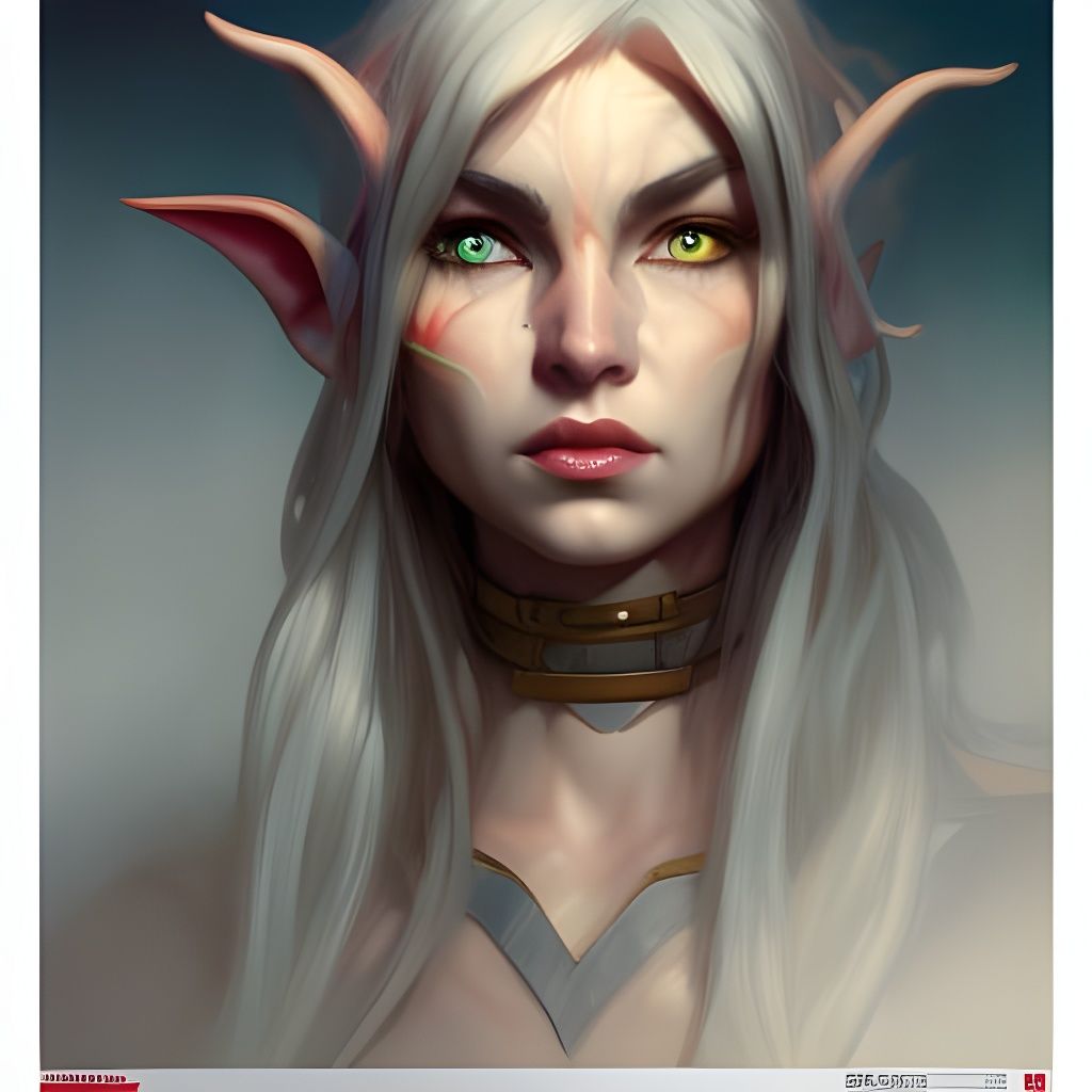 Demonic Elf Portrait in Art Nouveau Style