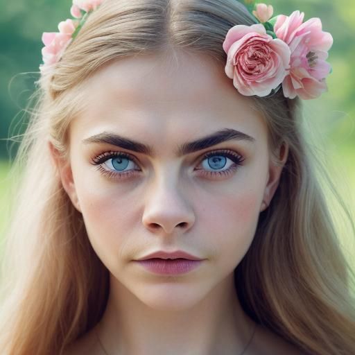 Cara Delevingne Portrait in Greek Attire, Photorealistic