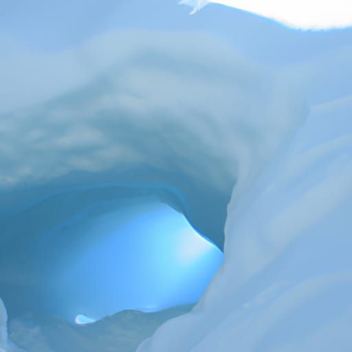 Polar Bear in Ice Cave with Divine Light