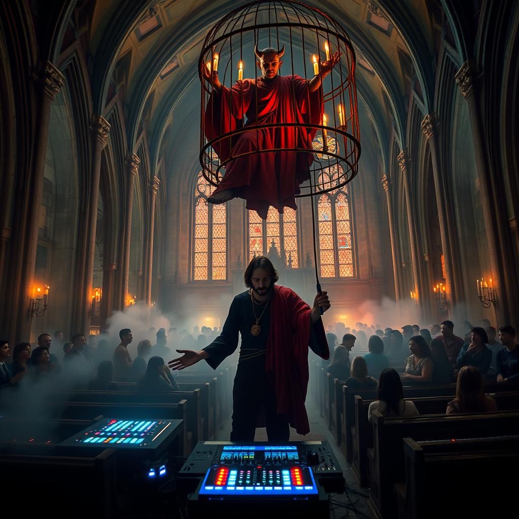 Jesus the DJ in Abandoned Church Techno Party
