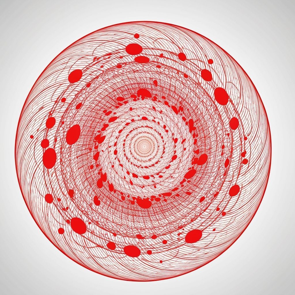 Dynamic Red and White Swirling Lines Abstract Art