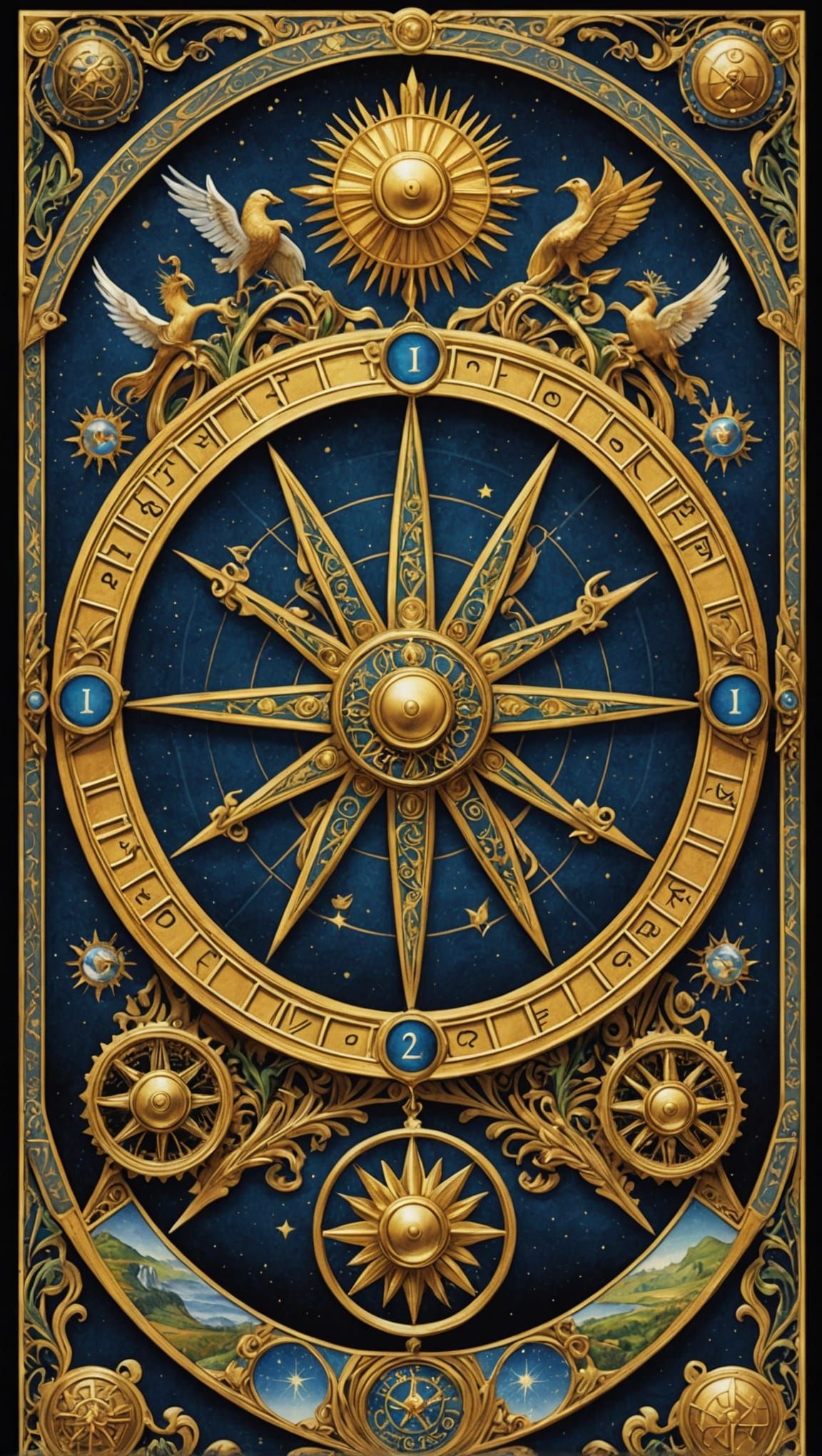 Wheel of Fortune Tarot Card in Surreal Style