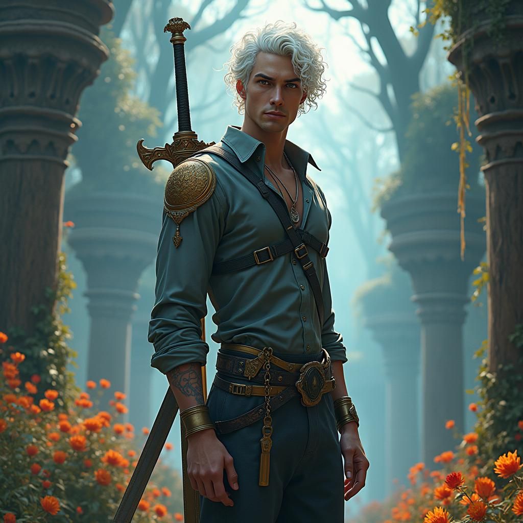 Fantasy Warrior in Mystical Dreamscape