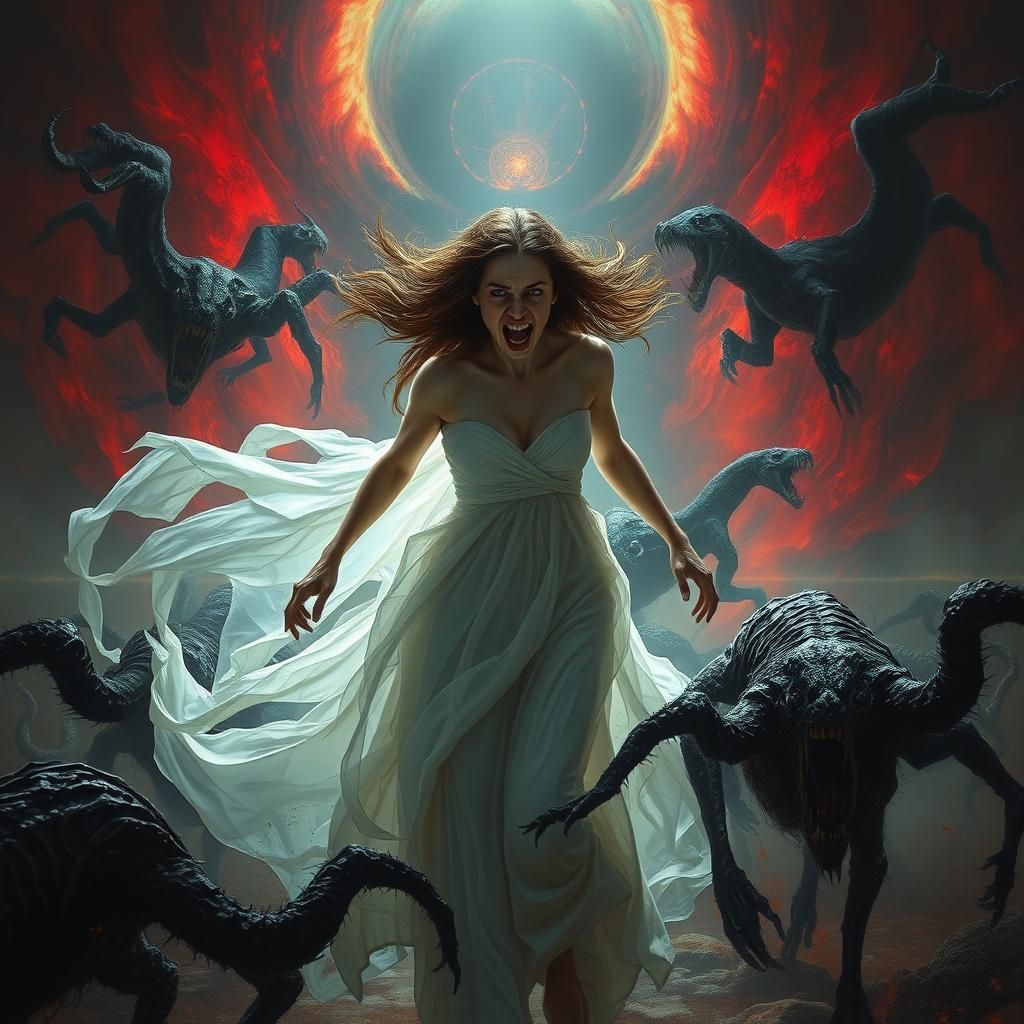 Ethereal Woman's Nightmare in a Mystical Realm