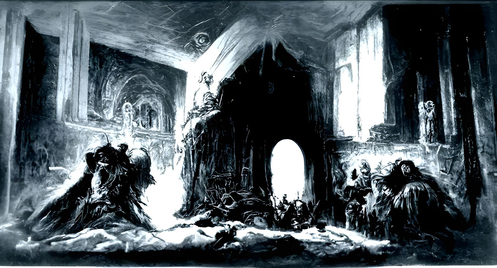 Haunted Castle Interior: Gothic Horror Illustration