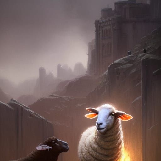 Hyperdetailed Sheep in Dark Fantasy Style