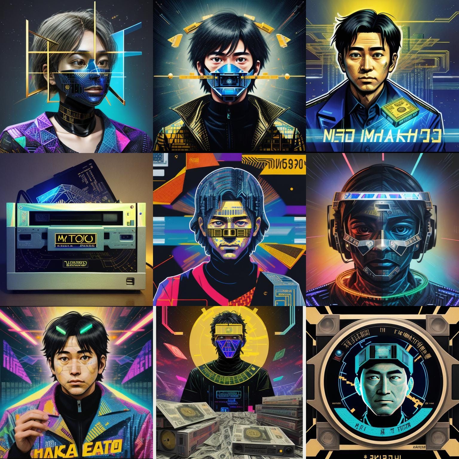 Satoshi Nakamoto Dystopian Retrofuturistic Collage