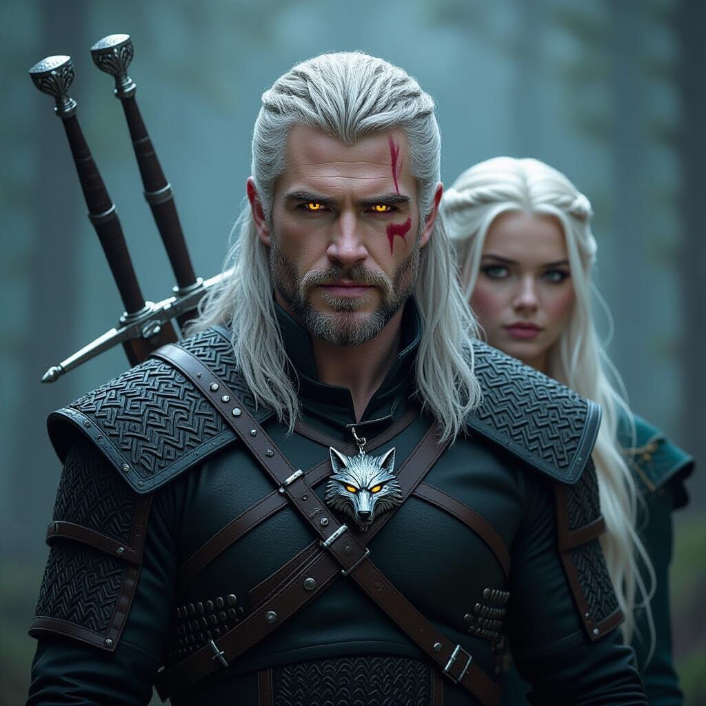 Geralt and Ciri: Dark Fantasy Digital Art