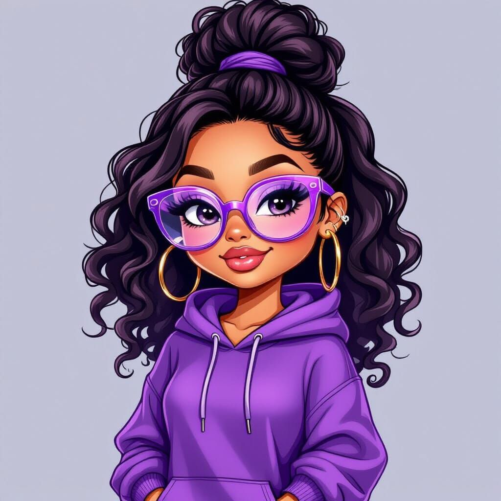 Stylish Black Woman in Bratz x Chibi Style