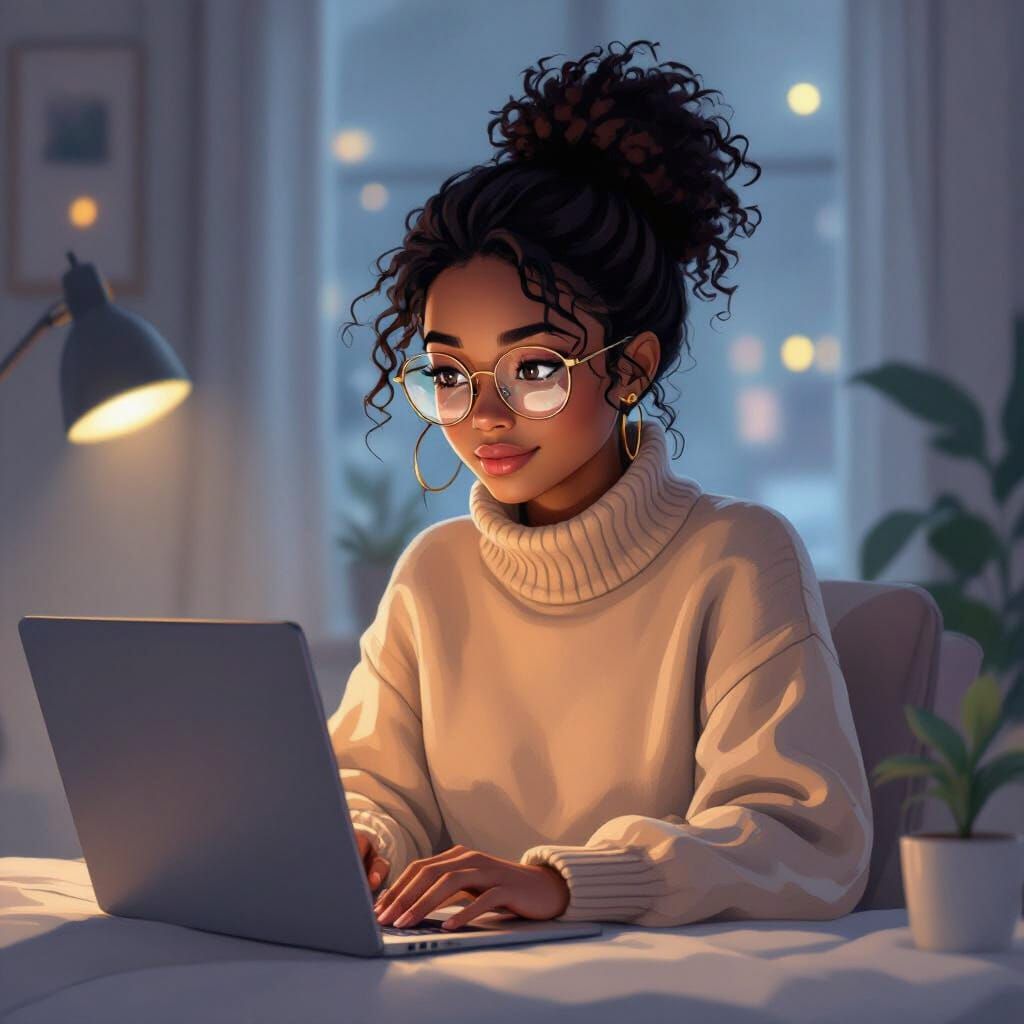 Lofi Illustration of a Girl Trading Forex