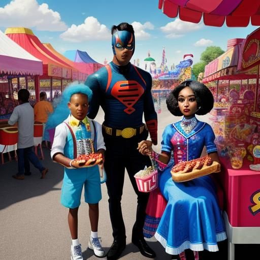 Superheroes Enjoying Fair Treats in Fenton Style