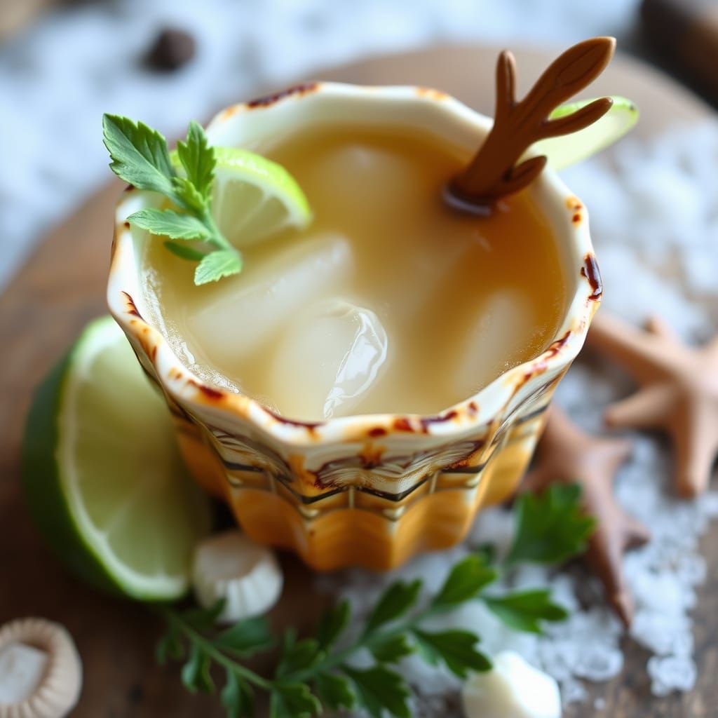 Mermaid's Tide Toddy: Salty Drink in Seashell Cup