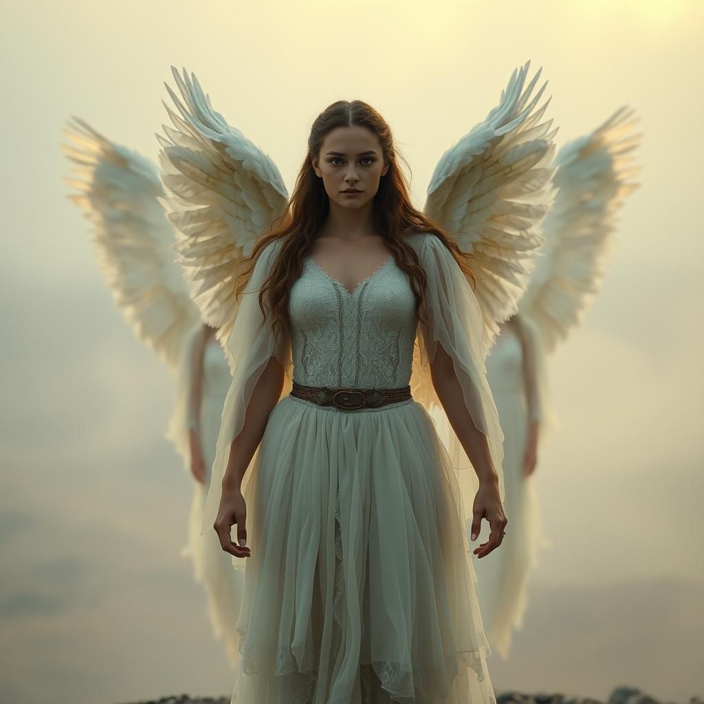 Heroic Emma with Earth Angels in Dreamy Landscape