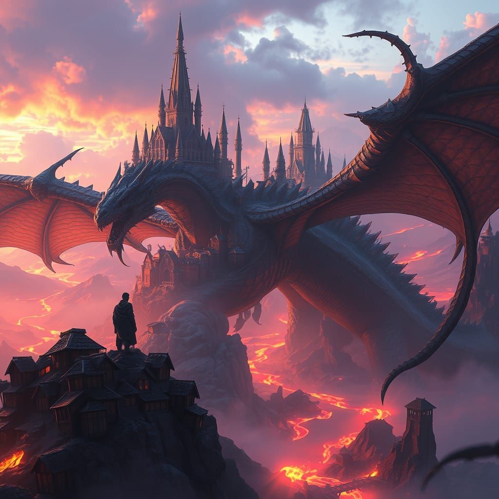 Glowing Cityscape on a Dragon's Back