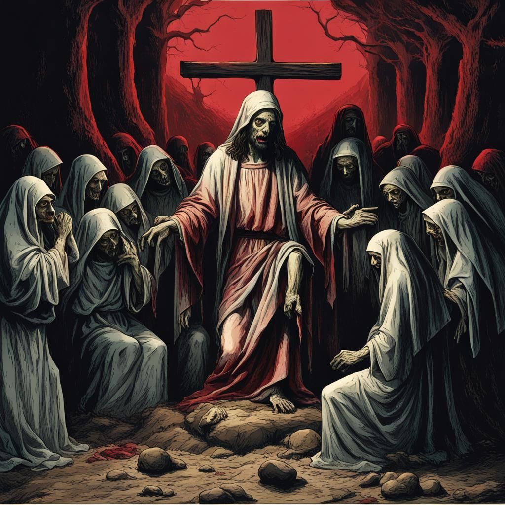 Zombie Christ on Cross, Creepy Magazine Style