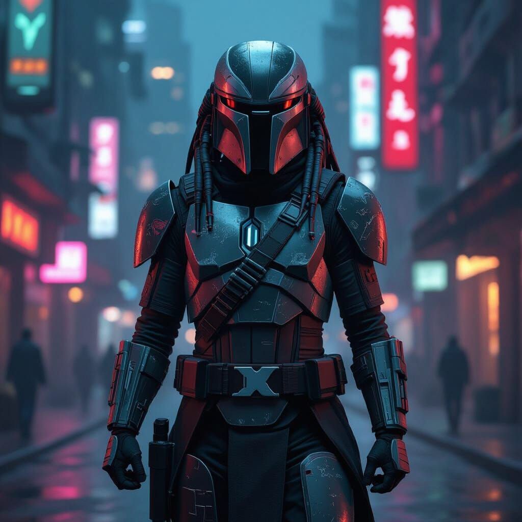 Predator as Bo-Katan in Futuristic City