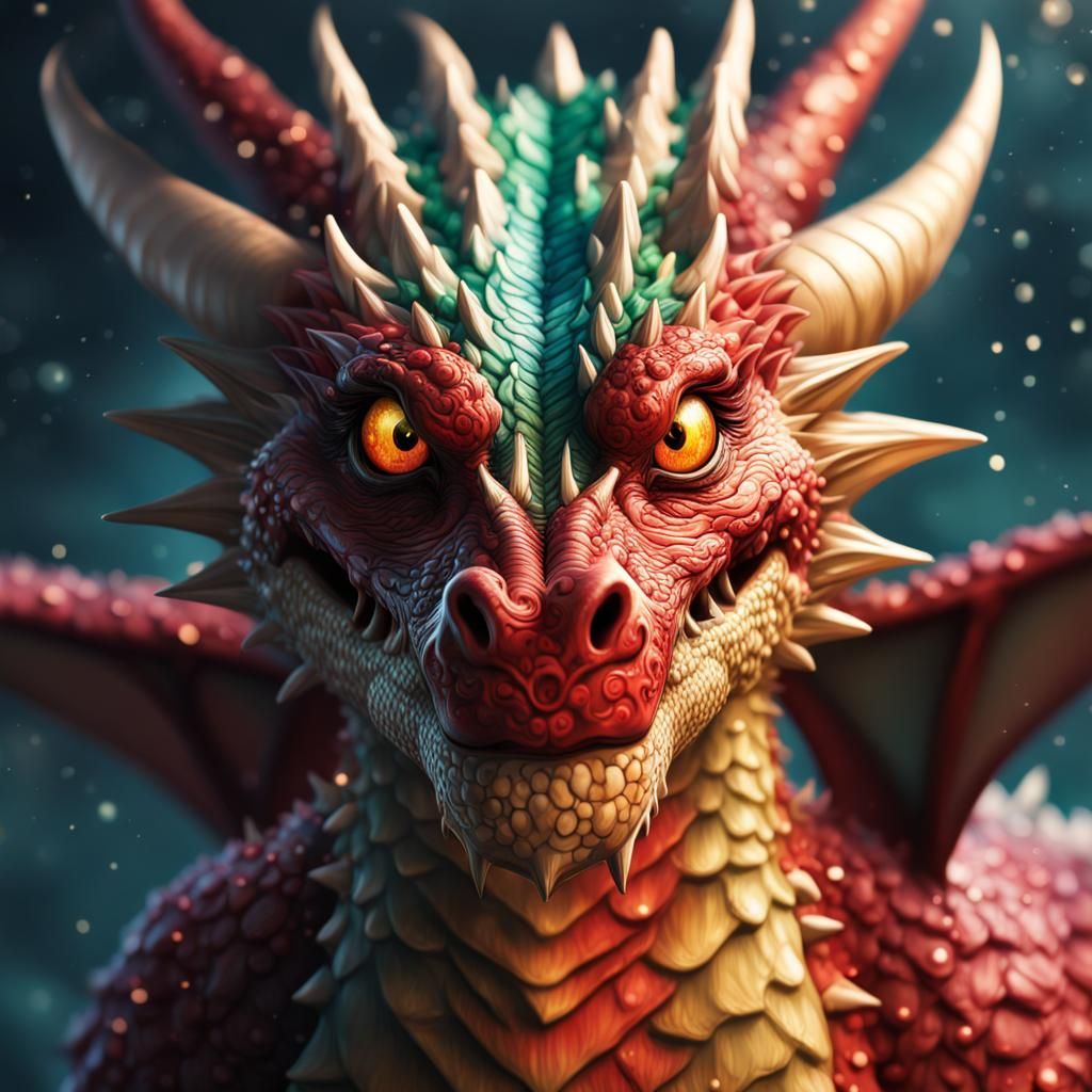 Hyperrealistic Christmas Dragon Splash Art