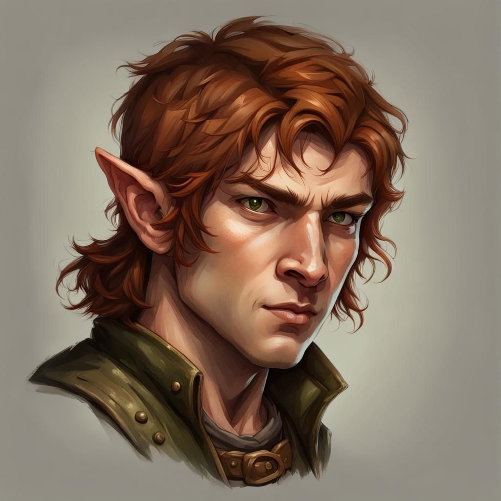Halfling Rogue Portrait in Detailed Digital Art Style
